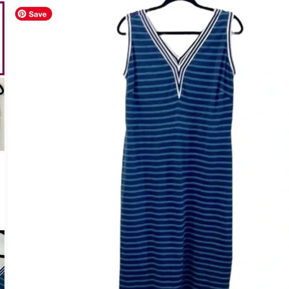 Tommy Bahama navy stripe tee shirt dress size XL sleeveless